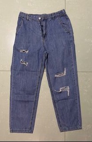 Bossini 九分褲 blue cropped ripped pants
