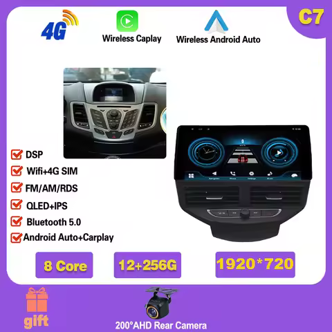 12.3 Inch For Ford Fiesta MK6 MK7 2009-2016 Android 15 8-Core carplay Car Multimedia Player Stereo R