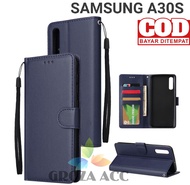 SARUNG BUKU FLIP UNTUK SAMSUNG A30S- LEATHER CASE FLIP- WALLET CASE FLIP SAMSUNG A30S- CASING DOMPET