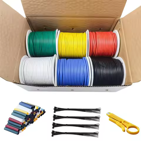 6 Color 12-14-16-18-20-22-24-26-28-30 AWG Silicone Electrical Wire 18 Gauge Stranded Tinned Copper H