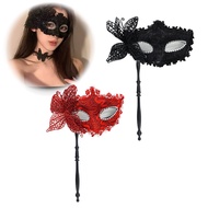Halloween Party Mask with Holding Stick Evening Prom Masquerade Mask Stage Cosplay Half Face Masks