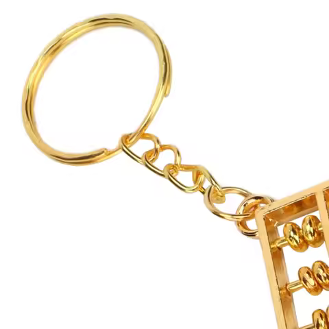 2pcs & Charms Alloy Abacus Keychain 8 Rolls Portable Abacus Pendant Golden Abacus Key Ring For Car K