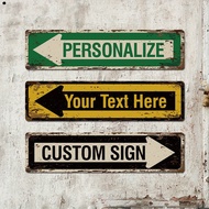 Custom 2D Metal Art Road Sign Arrow Name, Personalized Outdoor Word Sign, 16x4 Inch Room Decor Gift