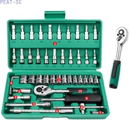 46Pcs Heavy-Duty 14 Inch Ratchet Wrench Set: Tool Kit for Auto Repair!