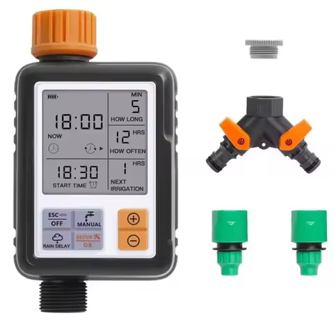 Automatic Digital Electronic Water Timer System Garden Double Outlet Irrigation Watering Timer Contr