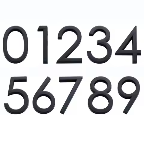 4inch/10cm ABS Acrylic Numeral Tag 3D Black 0 To 9 Number Self-Adhesive Plate Sign For Home Mailbox 