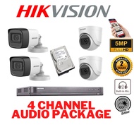 NEW HIKVISION CCTV 4 Channel Audio Set Full HD 1920P 4CH 5MP-8MP DS-7204HUHI-K1/E/DS-2CE16H0T-ITFS/D