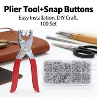 Solid Metal Snap Buttons +100 Set for DIY Craft Sewing Clothes, Installing, Five-claw Buckle, Hollow