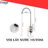 Vòi lấy nước Inox Mutosi dùng cho máy lọc RO Mutosi Kangaroo Karofi Sunhouse Kèm cút góc nối nhanh