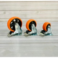 Orange Rubber Caster Wheel(No Lock/With Lock)4/5/6 Inches Silent Trolley Wheel