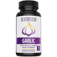 Zhou Garlic Supplement 90 Tablets With Allicin, Extra Strength 5000mcg Allicin Per Serving, Support Immune System, Blood Pressure And Cholesterol Health