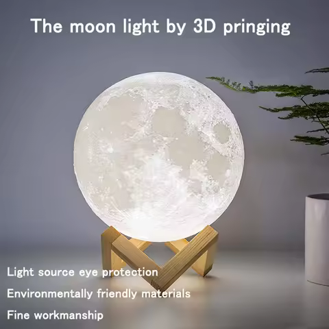 LED Night Light 3D Print Moon Lamp Rechargeable Color Change 3D Light Touch Moon Lamp Children's Lig