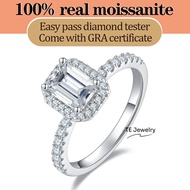1ct emerald cut 5x7mm 6x8mm 2CT moissanite halo ring 925 sterling silver moissanite weddeing engagem