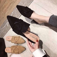 SAB Chunky Heel Pointed Toe Half Slippers 2023 NEW Women's Summer New Semi-high Heeled Mules Shoes V