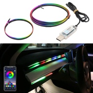 2 in 1 Full Color Car Led Interior Symphony Atmosphere Light Streamer Acrylic Guide Fiber Optic Universal Auto Ambient Light