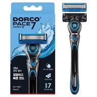 Dorco Pace 7 Razor Set – 7 Blade System Razor + 2 Cartridges, Smooth Shaving, Open Flow Cartridge