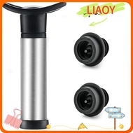LIAOY Wine Stopper Vacuum Pump, Stainless Steel Bottle Stopper Air Lock Aerator, Durable Keep Wine Fresh Saver Sealing with 2 Vacuum Stoppers Wine Saver Pump Bar Accessories