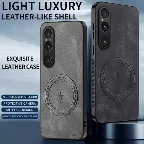 Leather Texture Wireless Charging Magnetic Case For Sony Xperia 1 VI 1 VII 1VI 1VII 5GShockProof Pho