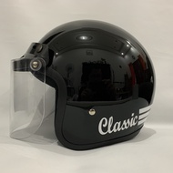 Helm Bogo Hitam Glossy Solid - pilih kaca Cembung Smoke, Datar Smoke, Datar Celar - Helmet Nouvo Hel