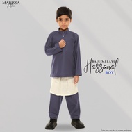 Baju Melayu Boy Dark Grey Baju Melayu Budak Lelaki Japanese Cotton Cekak Musang Grey