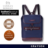 Charles Berkeley GRAYSON Canvas with Leather Trimmed Men's Backpack Drawstring KP-19138