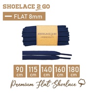 SHOELACE 2 GO FLAT SHOELACES - SF8 - J2 - NAVY - 8MM - 90CM 115CM 140CM 160CM 180CM flat shoe lace