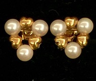 MIKIMOTO 珍珠18K黃金懷舊耳環 MIKIMOTO Pearl 18K Yellow Gold Vintage Earrings (#A)