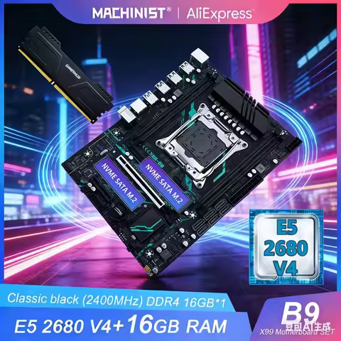 MACHINIST X99 B9 motherboard set kit LGA2011-3 Xeon E5 2680 V4 CPU processor DDR4 16GB 2400MHZ RAM N