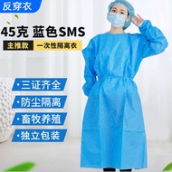 Isolation Gown, PPE Gown, Surgical Gown, Medical Gown with knitted cuffs Blue (1pc)