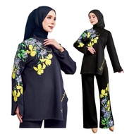 LEEYANARAHMAN BASICWEAR SORA SET Baju seluar casual woman set floral jersey airport travel suit