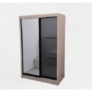 Wardrobe 2 Door Sliding Door 4x6ft Almari Baju 4x6 kaki