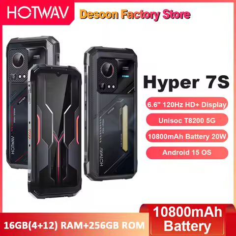 HOTWAV Hyper 7S Rugged Phone Android 15 10800mAh 20W Mobile Phone 5G Global Version 4GB 256GB Smartp