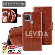 SARUNG OPPO A15 / OPPO A15S FLIP LEATHER COVER WALLET CASE KULIT - LEATHER FLIP CASE OPPO A15 / OPPO A15S