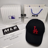Topi BASEBALL LA MLB Classic HITAM LOGO MERAH G-751