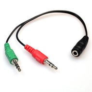 3.5mm Y-Splitter 1 Female to 2 Male Mic Stereo Audio Adapter Audio Cable For PC