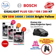 BOSCH Gigalight Plus 120 H7 Low Beam Headlight Bulb 12V 55W 2pcs for Proton Iriz (Non-Projector) (Ye