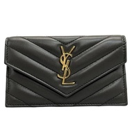 Yves Saint Laurent YSL Paris Laula Card Holder dark Brown lambskin Direct from Japan Secondhand