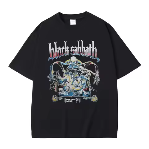 Heavy Metal Rock Band Black Sabbath Tour 1974 T-shirt Ozzy Osbourne Skeleton Graphic T Shirt Men Wom