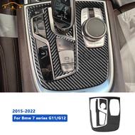 Carbon Fiber Central Control Shift Panel Cover Trim Sticker For BMW 7 Series G11 G12 2015-2022 Decor