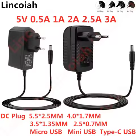 DC 5V 0.5A 1A 2A 2.5A 3A AC 100-240V Converter Switching Power Adapter 5 V Volt 1000MA Power cord Ch
