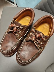 Timberland 啡色真皮三孔帆船鞋36號