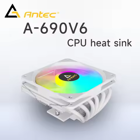 Antec 690V6 Low Profile ITX CPU Cooler 6×6mm Heat Pipes ARGB 120mm PWM S-FDB Fan 69mm Height Support