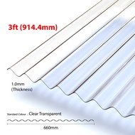 Transparent Roof 1mm± ( 3ft 4ft 5ft )  Corrugated Polycarbonate Clear Roof Sheet Atap Lutsinar Atap 