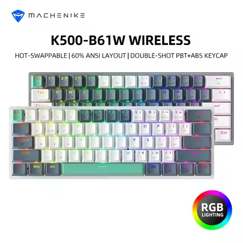 MACHENIKE K500-B61W Wireless Mechanical Keyboard 60% ANSI Layout Hot-swappable Tri-mode RGB Wireless