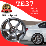 TE37 Mags 16" Volk Racing Wheels SIZE: 16x7.0 PCD: 4x100 color Gray