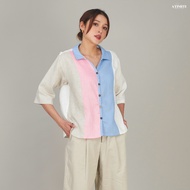 AT HB เสื้อคอปก อก 42 -44" ยาว 23 (แบบตามรูป) คอปกปีกนก เสื้อแขน 4 ส่วน เสื้อผ้าลินิน แท้ 100% เส้นใ