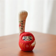 RYUKODO 龍虎堂 長手達摩 千客萬來 和紙擺飾  5.5 × 5 × 12cm  紅色