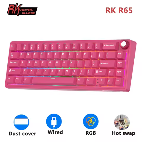 RK Royal Kludge R65 Gasket Mechanical Keyboard 65% 66 Key PBT Keycaps RGB Backlit Hot-swappable Wire