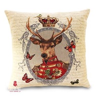 歐洲皇家緹花抱枕 針織限量1個 森林皇室 鹿將軍 創意禮物 設計