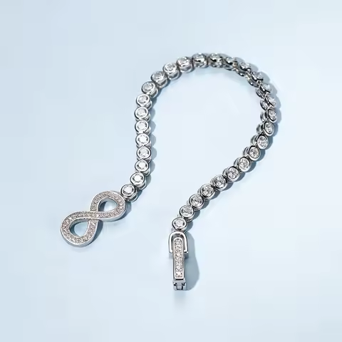 Luxury Solid Platinum PT950 Women's Moissanite Full Diamond Bracelet Round Diamond Bracelet